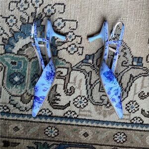 Nine West Blue Floral Slingback Heels